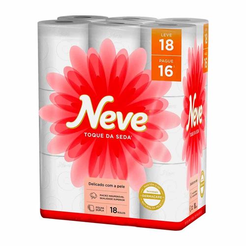 Papel Higiênico Folha Dupla Neutro Neve Toque da Seda Pacote 18 Unidades