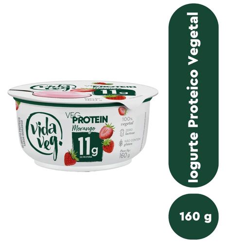 Iogurte Vegano 11g de Proteína Sabor Morango Vida Veg 160g