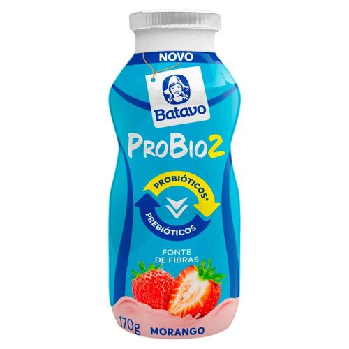 Iogurte Desnatado Morango Batavo Probio2 Garrafa 170g