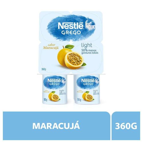 Iogurte Light Nestlé Grego Maracujá Bandeja Com 4 Unidades 360g