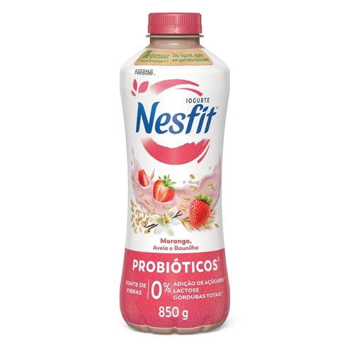Iogurte Desnatado Triplo Zero Nesfit Morango, Aveia e Baunilha 850g