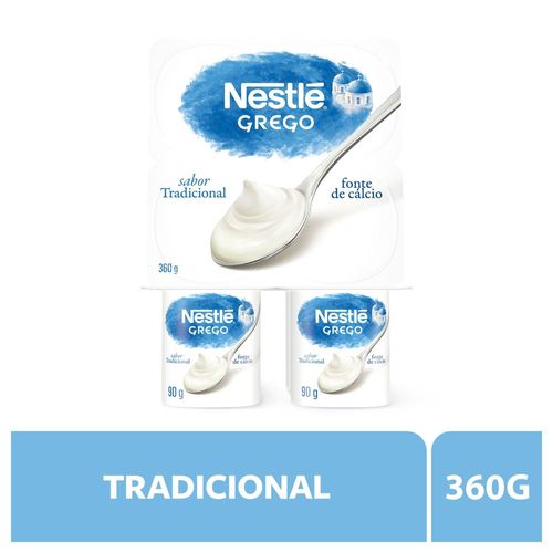 Iogurte Grego Tradicional Nestlé Bandeja 360g 4 Unidades