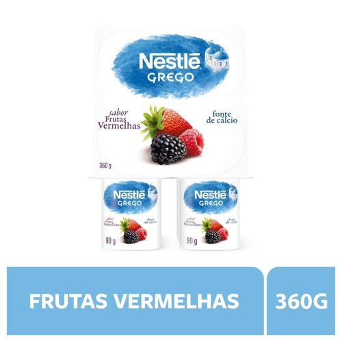 Iogurte Grego Frutas Vermelhas Nestlé com  4 Unidades 360g