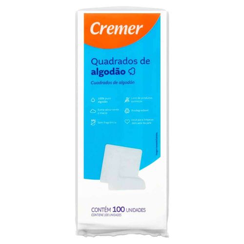 Algodão Quadrado Cremer 100 unidades
