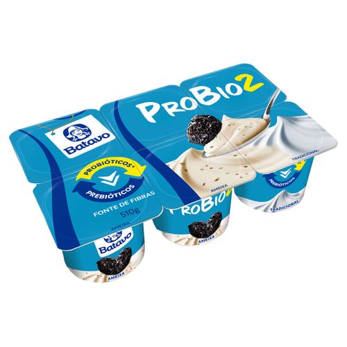 Iogurte Ameixa e Tradicional Probio2 Batavo Bandeja com 6 Unidades 510g
