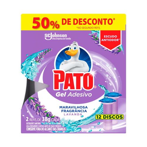 Detergente Sanitário Pato Gel Adesivo Lavanda Refil 6 Discos Kit com 2UN
