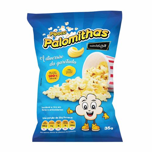 Pipoca Pronta Salgada Palomithas Manteiga Pacote 35g