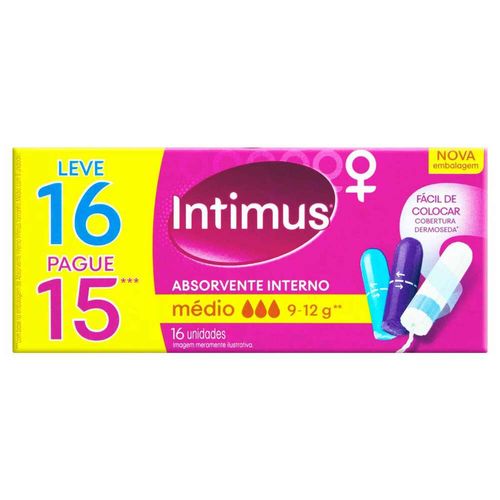 Absorvente Interno Intimus® Discreto Médio - 16 un