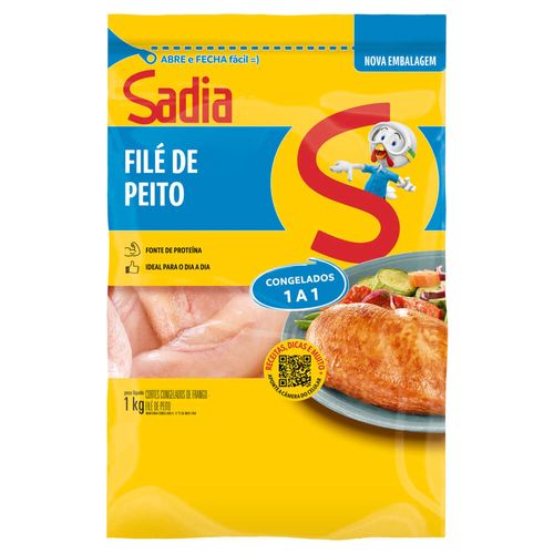 Filé de Peito de Frango Congelado sem Pele sem Osso Sadia 1kg