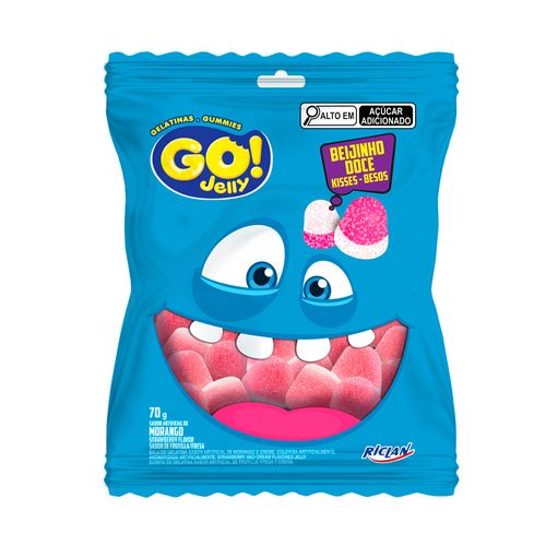 Bala de Gelatina Go Jelly Beijinho Doce Morango 70g
