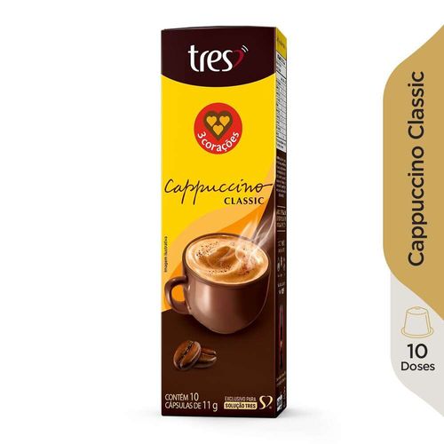 Cápsulas de Cappuccino Classic 3 Corações com 10 Unidades