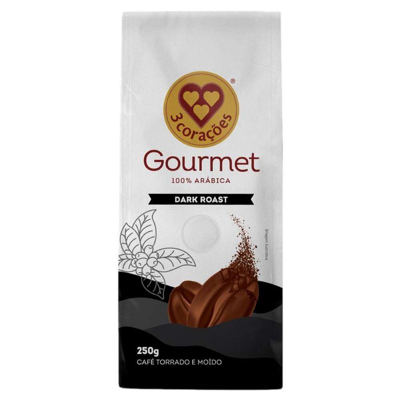 Cafe-Torrado-e-Moido-3-Coracoes-Dark-Roast-Gourmet-Pacote-250g