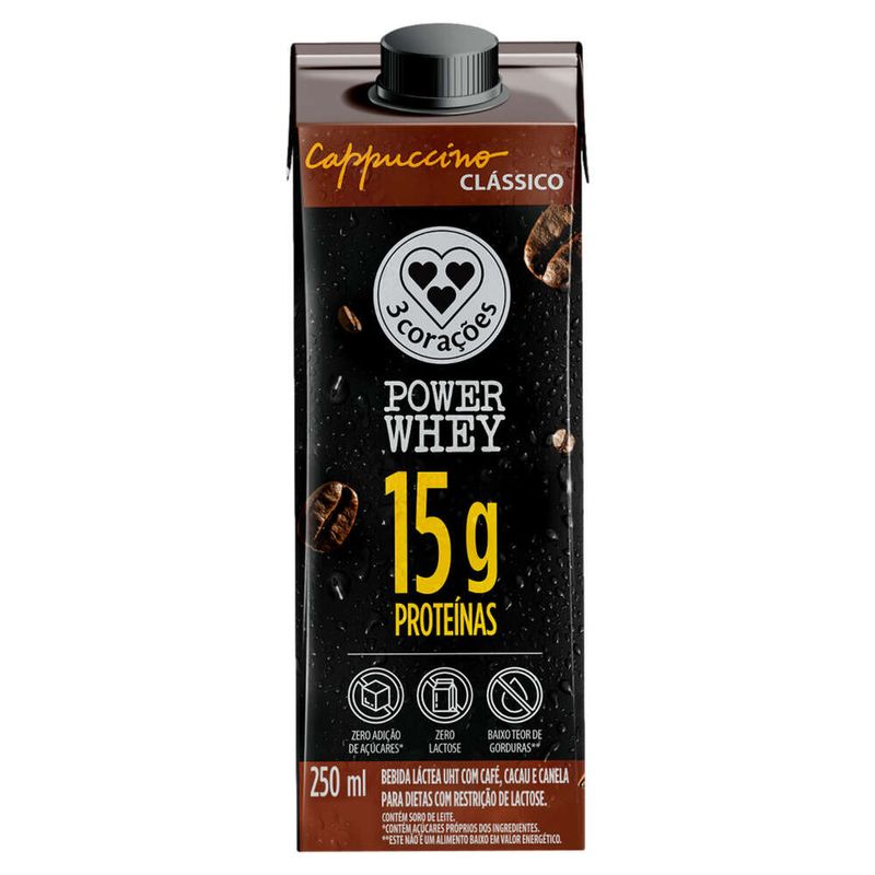 Bebida-Lactea-UHT-Cappuccino-Classico-Zero-Lactose-3-Coracoes-Power-Whey-Caixa-250ml