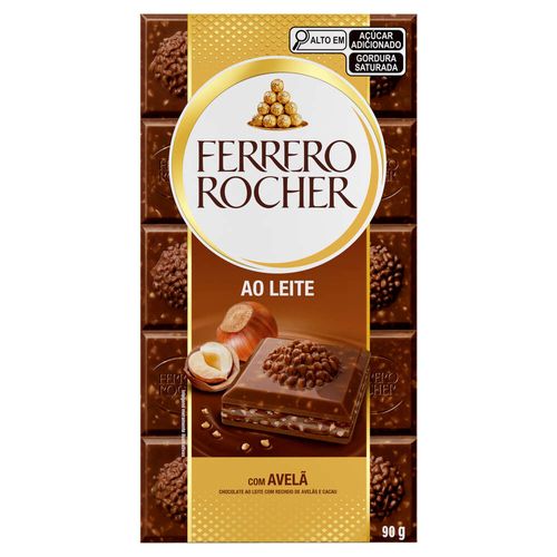 Tablete Ferrero Rocher Ao Leite com Avelã 90g