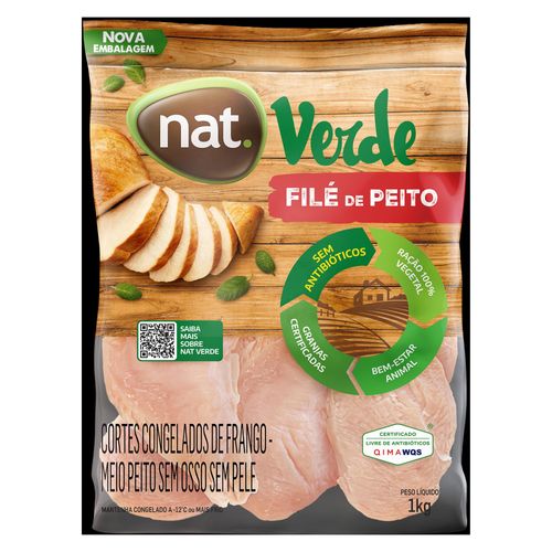 Filé de Peito de Frango Congelado IQF Nat Verde 1Kg