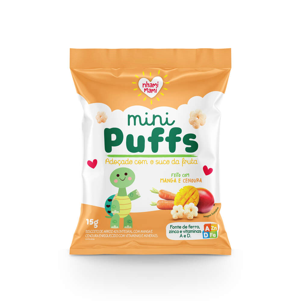 Snack MIni Puffs Manga e Cenoura Nhami Mami 15g - Zona Sul