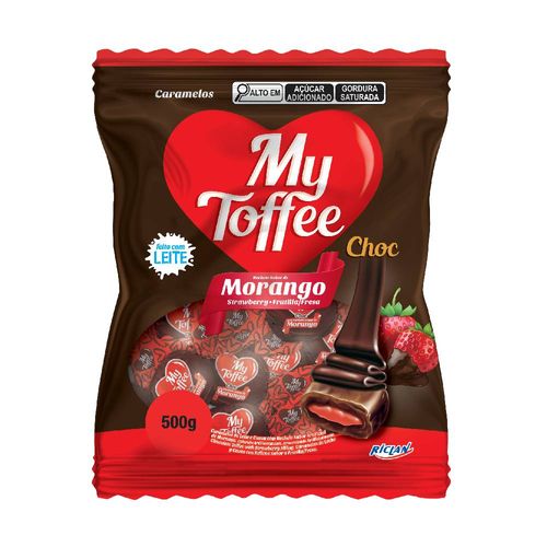 Bala My Toffee Recheio Morango 90g