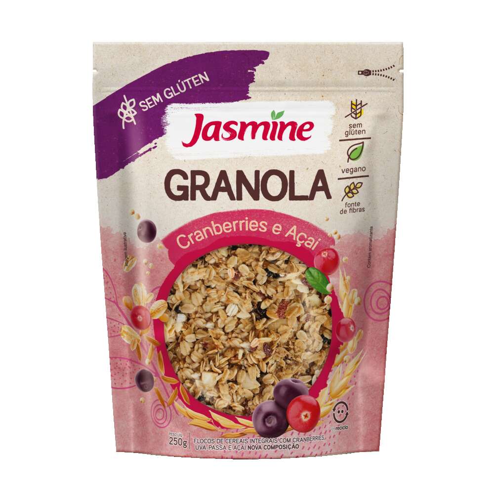 Granola Vegana Jasmine Cranberries E Açaí Pacote 250g - Zona Sul