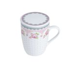 Caneca Porcelana  Tampa e Filtro Rose Lyor 310ml