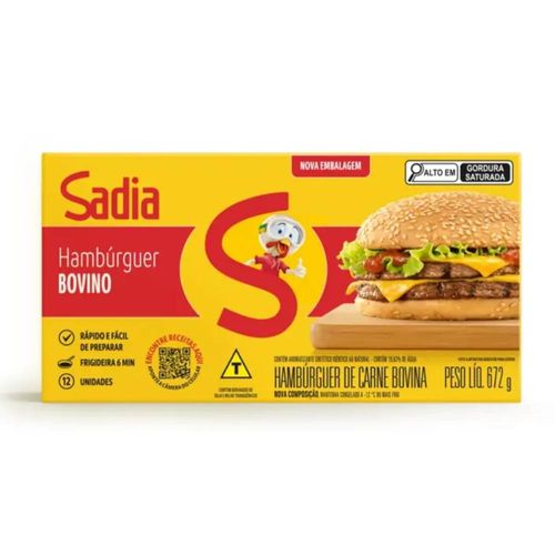 Hambúrguer de Carne Bovina Sadia 12 Unidades