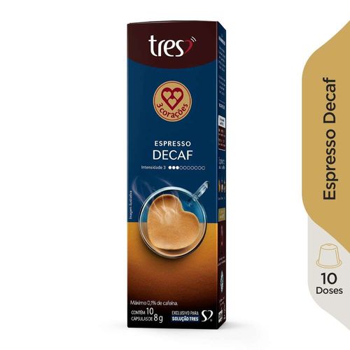 Cápsulas de Café Espresso Descafeinado 3 Corações com 10 Unidades