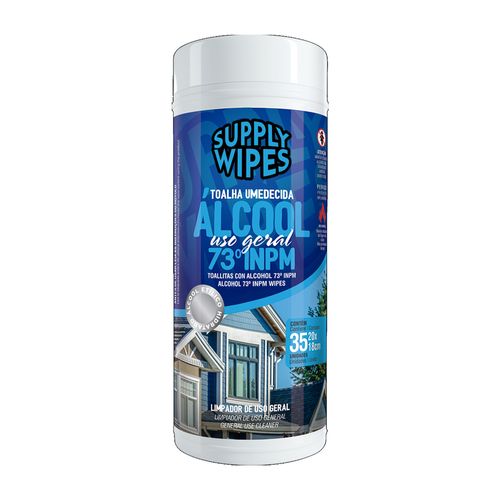 Toalha Umedecida Álcool 73° Supply Wipes 35 Unidades
