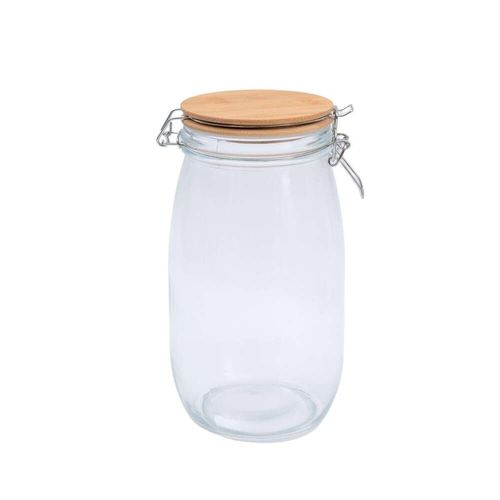 Pote de Vidro Trava e Tampa Bambu Oikos 1,5L