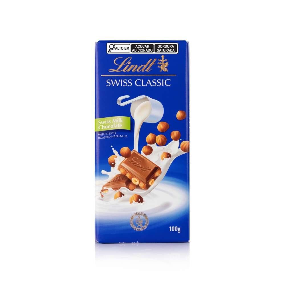 Chocolate Suíço Lindt Swiss Classic Tablete ao Leite Com Avelã 100g