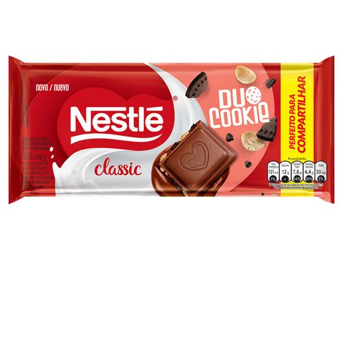 Chocolate ao Leite com Biscoito Duo Cookie Classic Pacote Nestle 150g