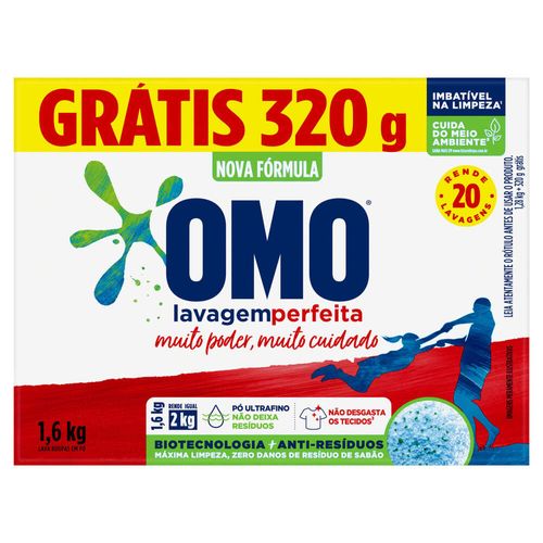 Sabão em Pó Omo Lavagem Perfeita Leve 1600g Pague 1280g