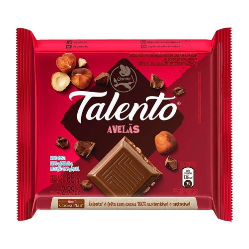 Chocolate Talento ao Leite com Avelãs 85g
