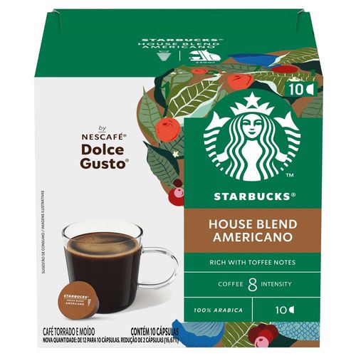 Cápsulas de Café Starbucks compatível Dolce Gusto Americano House Blend com 10 Unidades