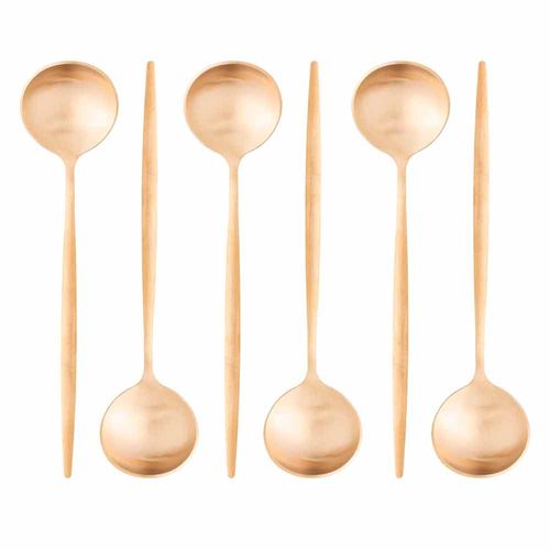 Conjunto 6 Colheres para Mesa de Aço Inox Opera Champanhe Lyor 21cm
