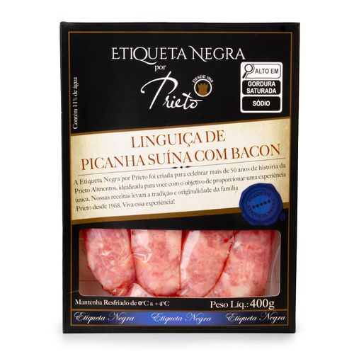 Linguiça Picanha Suína Bacon Etiqueta Negra 400g