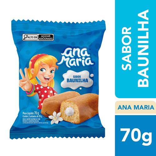 Bolinho Ana Maria Baunilha Com Recheio De Baunilha 70g