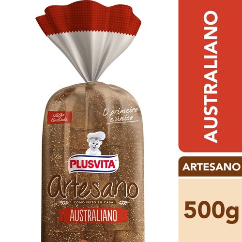 Pão de Forma Australiano Plusvita Artesano Pacote 500g
