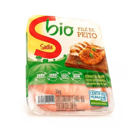 Filé de Peito de Frango Congelado sem Pele sem Osso Sadia Bio 1kg