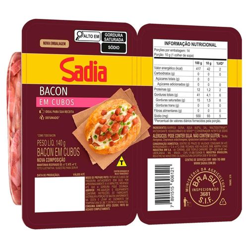 Bacon Em Cubos Sadia 140g