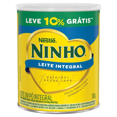 Leite em Pó Ninho Integral 10% Grátis Lata 380g