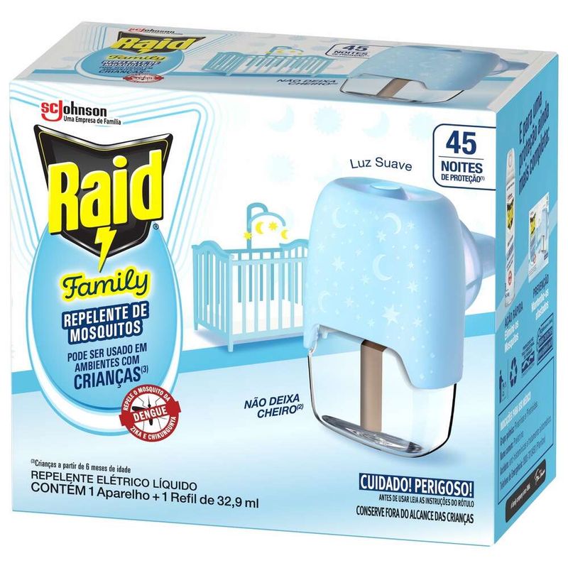 Repelente-Aparelho---Refil-Liquido-Eletrico-Raid-45-Noites-Family-329ml