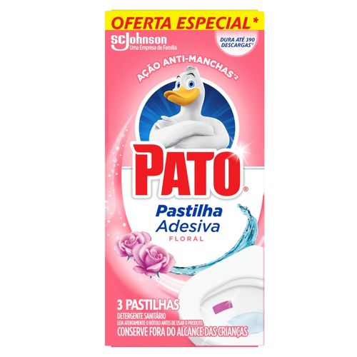 Detergente Sanitário Pastilha Adesiva Floral Pato 3 Unidades Grátis 20% de Desconto