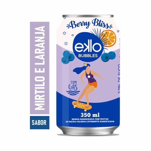 Água Saborizada Com Gás Eklo Bubbles Berry Bliss Lata 350ml