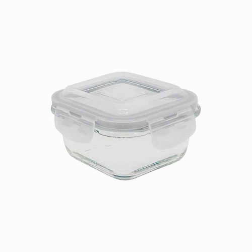 Pote de Vidro Quadrado com Tampa de Plástico Oikos 320ml