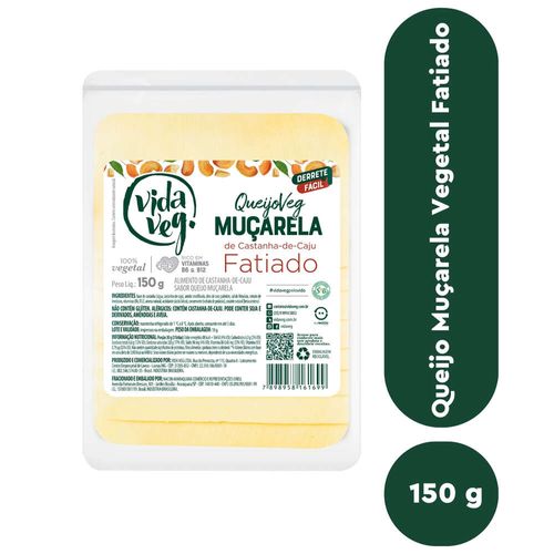 Queijo Muçarela Vegano de Castanha de Caju Fatiado Vida Veg 150g