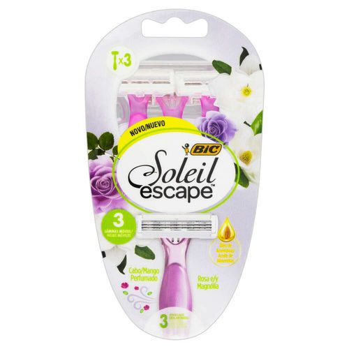 Aparelho Depilatório Bic Soleil Escape Rosa e Magnolia com 3 unidades