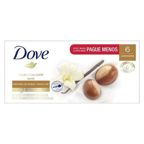 Pack Sabonete Barra Óleo de Karité e Baunilha Dove 6 Unidades 90g Cada Leve Mais Pague Menos
