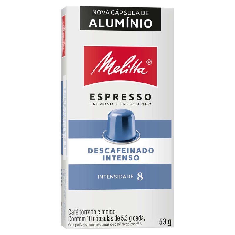 Cafe-em-Capsula-Torrado-e-Moido-Espresso-Intenso-Descafeinado-Melitta-Caixa-53g-10-Unidades