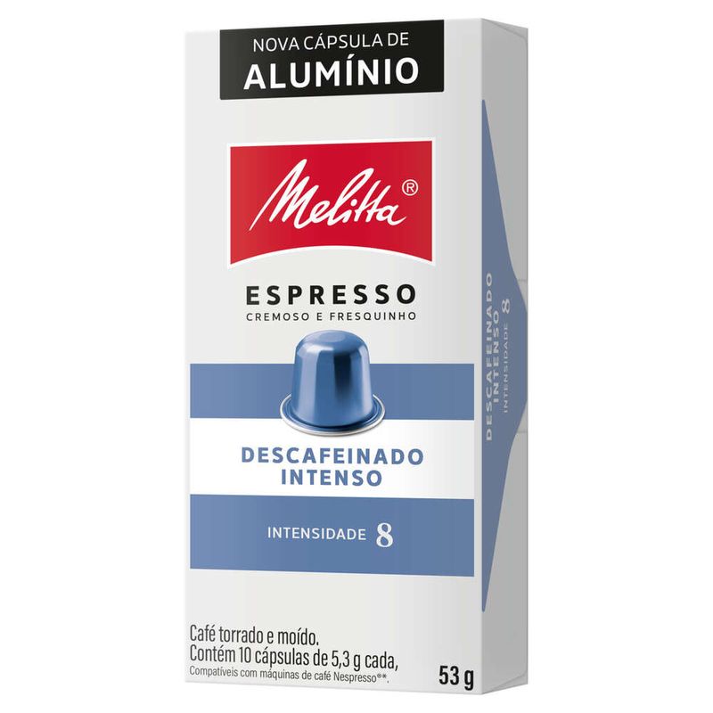 Cafe-em-Capsula-Torrado-e-Moido-Espresso-Intenso-Descafeinado-Melitta-Caixa-53g-10-Unidades