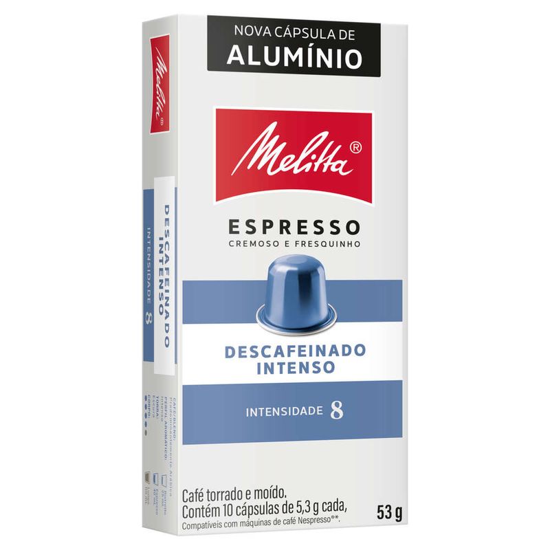Cafe-em-Capsula-Torrado-e-Moido-Espresso-Intenso-Descafeinado-Melitta-Caixa-53g-10-Unidades