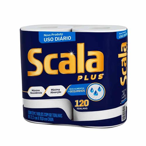 Papel Toalha Scala 22,2cm x 19cm com 2 Rolos 60 Folhas